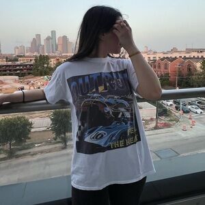 White Outrun Car Print T-shirt